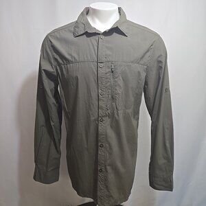 Craghoppers Button Up Shirt Size Large Olive Green Insect Shield Roll Tab Gorp